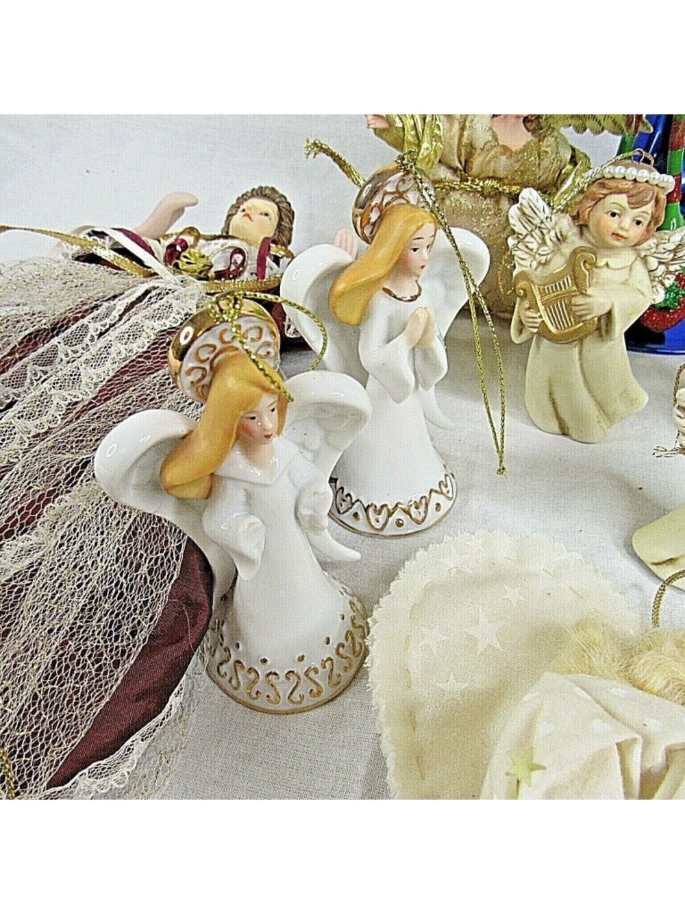 Vintage 18 Piece Angel Ornament Collection Christmas Holiday Decor Hanging - Picture 7 of 10